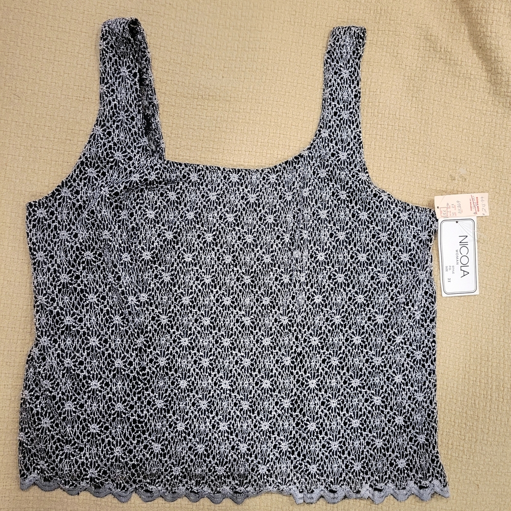 Nicola 3XL Black and White Women's Woven Top